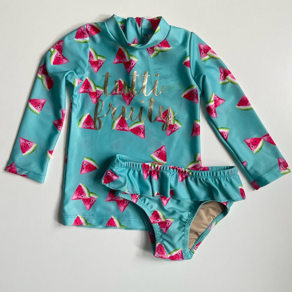 Shade Critters Girl’s Two-Piece Tutti Fruity Rash Guard Set - 18-24M / 2T